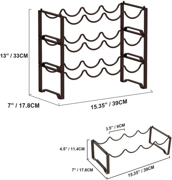 550x575-25.jpg Unyqoos® Stapelbaar metalen wijnrek voor 12 flessen ideaal voor kelder en bar