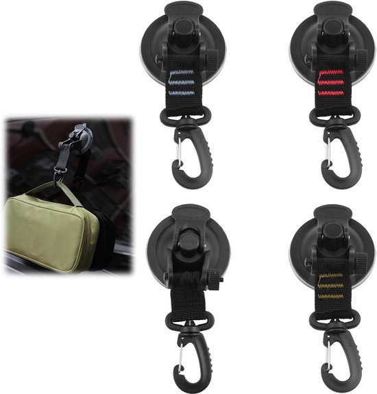 Unyqoos® Set van 4 robuuste zuignaphaken voor veelzijdige bevestiging op reis