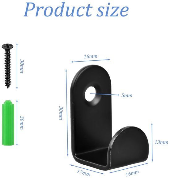Unyqoos® Set van 20 zwarte mini-wandhaken voor veelzijdig gebruik in huis