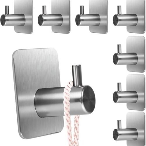 550x575-32.jpg Unyqoos® Set van 8 zelfklevende roestvrijstalen haken voor badkamer en keuken