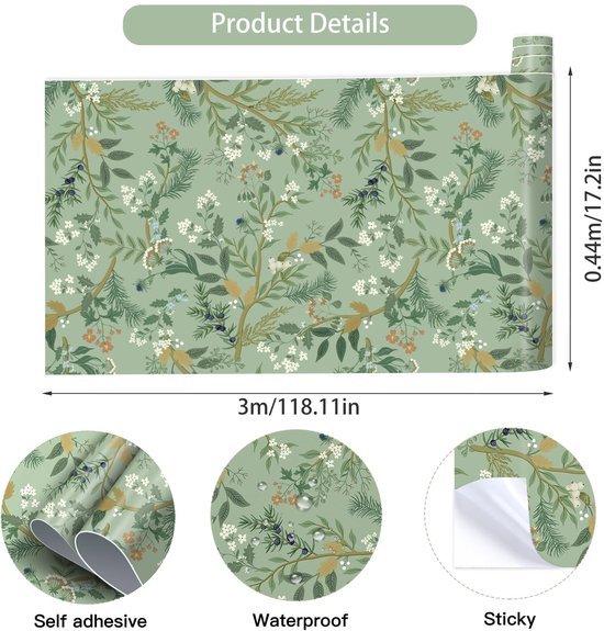 Unyqoos® Zelfklevend retro bloemenbehang voor een sfeervolle woonkamer of slaapkamer