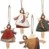 Unyqoos® Metalen engel kerstdecoratie set van 4 met sneeuwvlok patroon hangers
