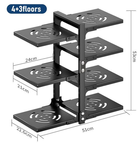 Unyqoos® Verstelbare Potten- en Pannenorganizer met Zeven Niveaus voor Optimale Keukenopslag