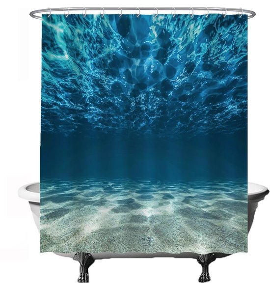 Unyqoos® Verfrissend Blauw Douchegordijn met Oceaan- en Strandthema voor Zomerse Sferen