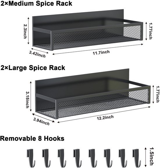 Unyqoos® Magneetisch Keuken- en Opbergorganizer voor Koelkast met Vierdelige Set en Haken