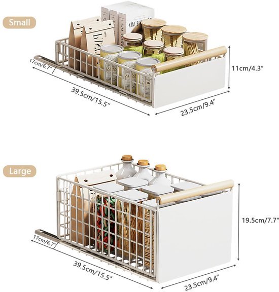 Unyqoos® Uitklapbare keukenorganizer met lade en handgreep voor veelzijdige opbergrekken in kleine kasten