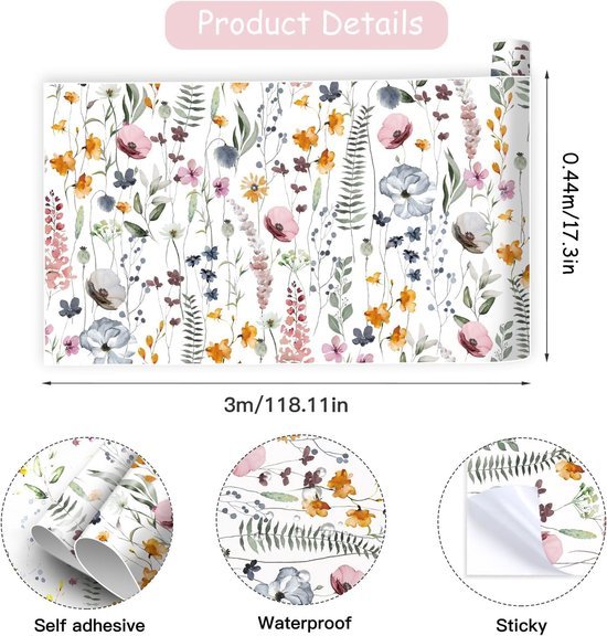 550x576-9.jpg Unyqoos® Zelfklevend aquarel bloemenbehang voor sfeervolle muurdecoratie in huis