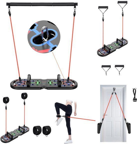 Unyqoos® Complete en Draagbare Fitnessset voor Thuis met Push-upbord en Weerstandsbanden