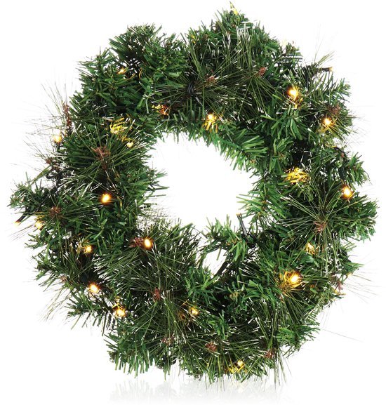 550x577-32.jpg Unyqoos® Sfeervolle kerstkrans met LED-verlichting en timer voor deur of tafel