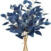 Unyqoos® Set van 12 Blauwe Eucalyptus Kunsttakken voor Stijlvolle Binnenhuisdecoratie, blauw, 50 cm