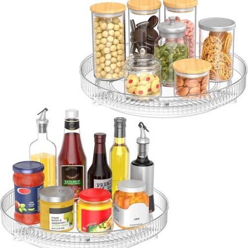Unyqoos® Handige Dubbele Draaiplateaus voor Keuken en Koelkast, 360 Graden Vrij Draaiend, Ideaal voor Diverse Voorwerpen