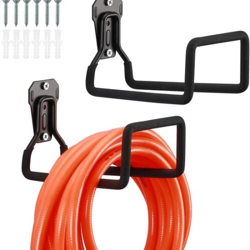 550x577-49.jpg Unyqoos® Twee Wandgemonteerde Tuinslanghouders van Metaal voor Ruimtebesparing Buiten