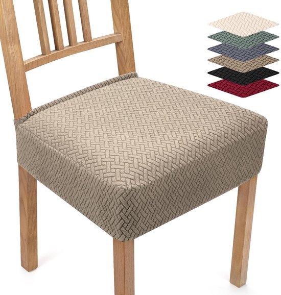 Unyqoos® Set van 4 elastische stoelhoezen voor eetkamerstoelen in stijlvolle jacquard