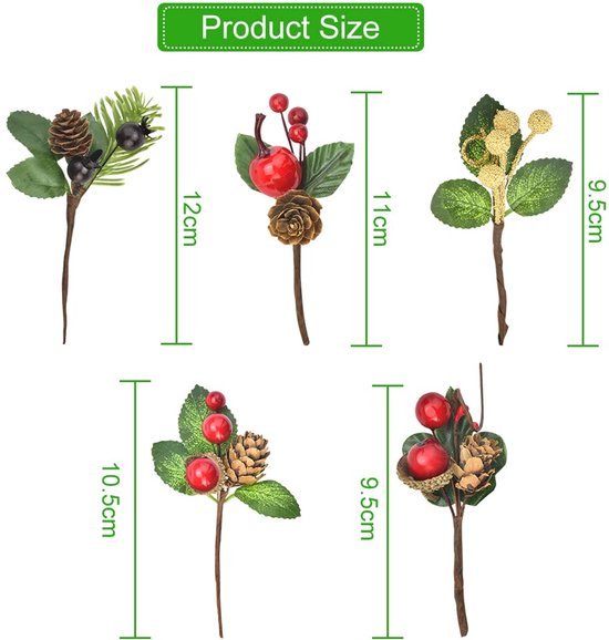 550x578-23.jpg Unyqoos® Set van 20 decoratieve kersttakken met bessen en dennenappels voor feestelijke sfeer