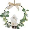 Unyqoos® Decoratieve metalen ring met LED-verlichting en eucalyptusblaadjes voor sfeervolle decoratie