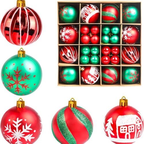 Unyqoos® Feestelijke set van 44 kerstballen in rood en voor binnen en buiten