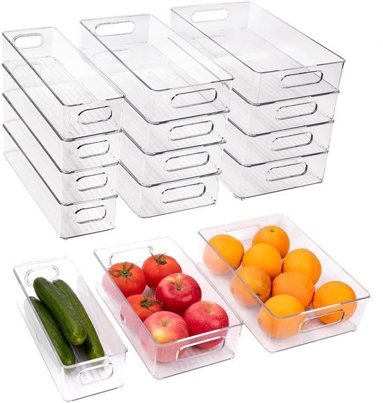 550x578-27.jpg Unyqoos® Transparante en stapelbare opbergcontainers met handgrepen voor keuken en koelkast