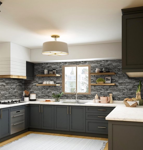 550x578-3.jpg Unyqoos® Waterdicht grijs steenlook plakbehang voor muren en keuken 44x300 cm