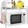 Unyqoos® Verstelbaar Magnetronrek van Koolstofstaal met Twee Niveaus en Antislipzuignappen voor Keuken
