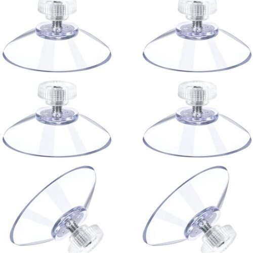 Unyqoos® Set van 6 stevige transparante zuignappen met schroefdraad en kartelmoer