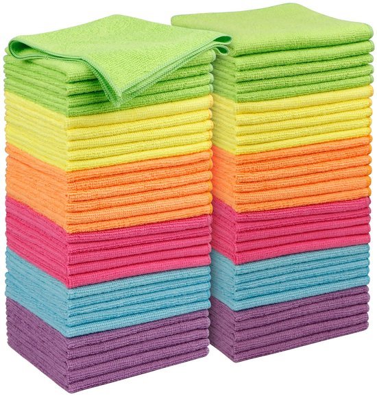 Unyqoos® Set van 60 multifunctionele microvezeldoeken voor diverse schoonmaaktaken