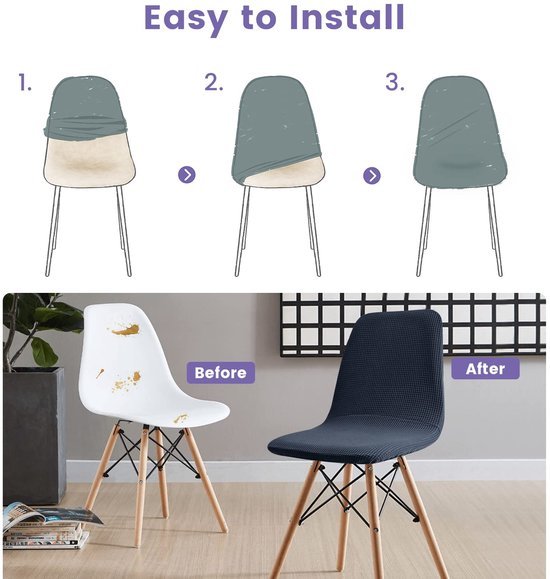 Unyqoos ® Stretchy Jacquard Stoelhoezen Set van 6 voor Eetkamerstoelen, Bruiloften en Feesten