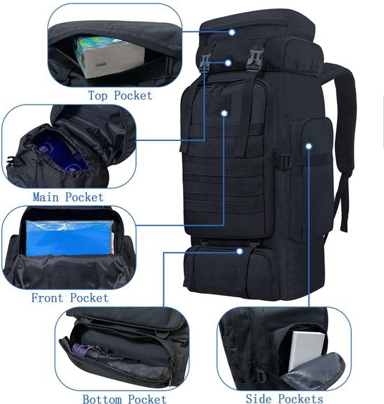 550x579-18.jpg Unyqoos ® Uitgebreide Outdoor Avonturenrugzak van 80 Liter met Molle-systeem en Ademend Design