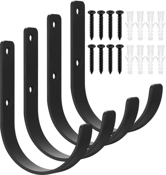 Unyqoos® Set van vier robuuste wandhaken voor diverse toepassingen in huis en garage