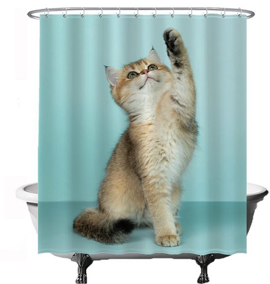Unyqoos® Charmant Douchegordijn met Kattenprint voor Stijlvolle Badkamerinrichting - 180 x 200 cm - Inclusief Ringen