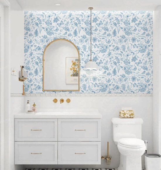 550x579-9.jpg Unyqoos® Zelfklevend blauw-wit bloemenpatroon vinylbehang voor diverse oppervlakken