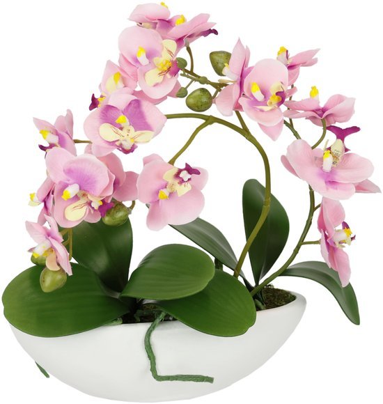 Unyqoos ® Kunstmatige Orchideeën Arrangement in Elegante Sierpot voor Tafeldecoratie en Interieur Design