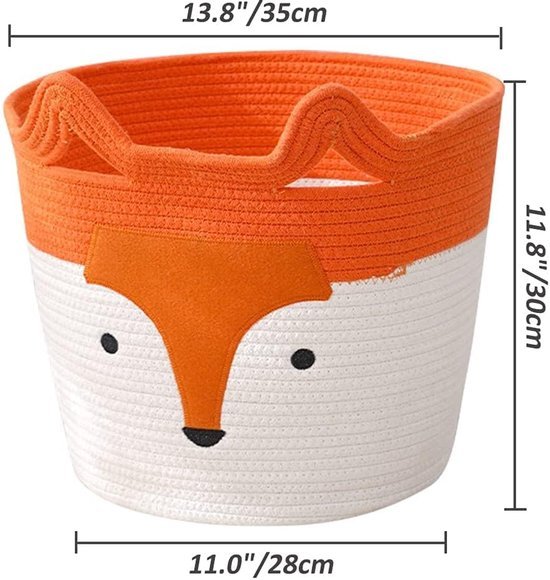 550x580-17.jpg Unyqoos® Opvouwbare Katoenen Opbergmand met Schattig Vosontwerp en Handige Handgrepen voor Kinderen