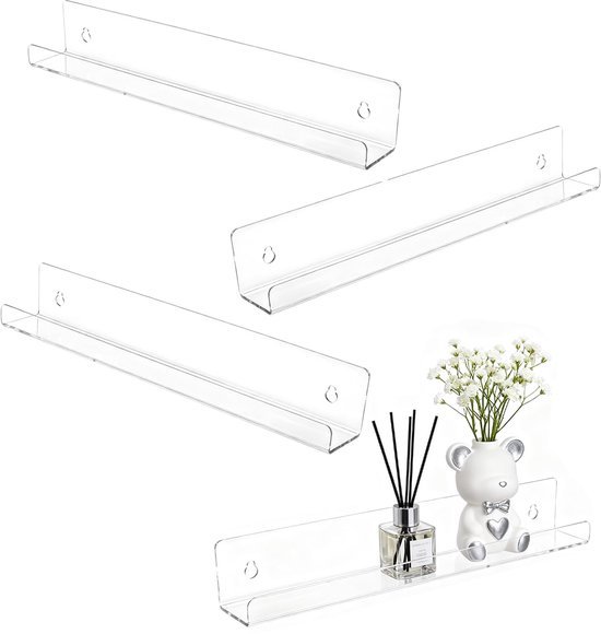 550x580-18.jpg Unyqoos® Transparant acryl wandrek set van 4 voor badkamer en meer