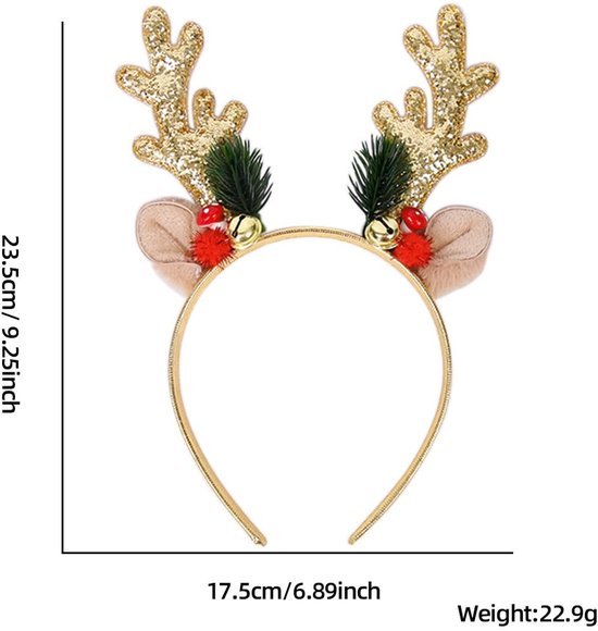 Unyqoos® Feestelijke haarband met rendiergewei voor Kerst en andere gelegenheden