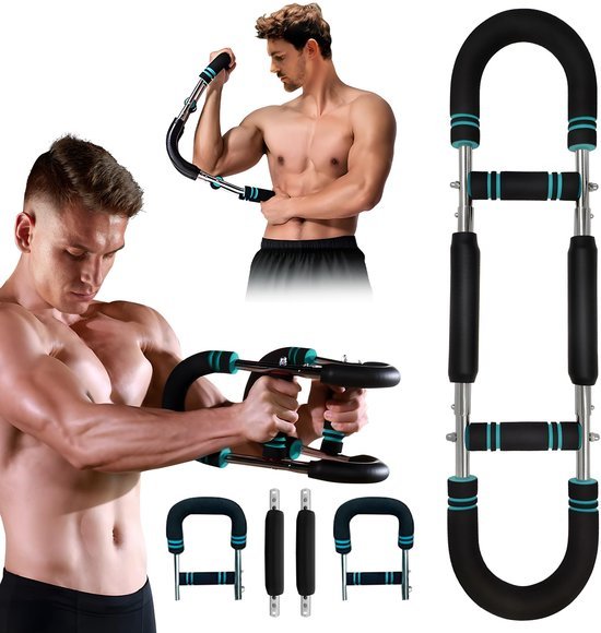 Unyqoos® Verstelbare arm- en borsttrainer met draagbare veerweerstand voor thuis en onderweg