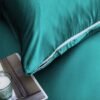 Unyqoos® Elegant satijnen dekbedovertrek set met kussensloop in glanzend turquoise