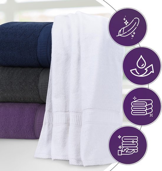 Unyqoos® Set van 2 Luxe Saunahanddoeken 80 x 200 cm met Ophanglus, Absorberend en Zacht, 100% Katoen