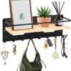 550x581-17.jpg Unyqoos® Stijlvolle magnetische sleutelhouder met acht haken en houten plank