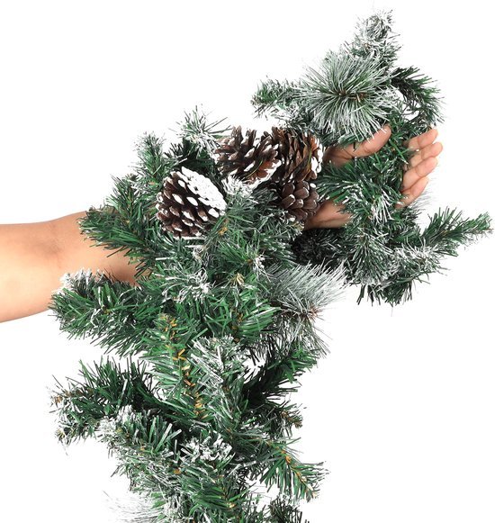 Unyqoos ® Feestelijke Kunstmatige Dennenslinger met Sneeuweffect en Dennenappels voor Binnen- en Buitendecoratie