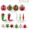 Unyqoos® 70-delige set kerstdecoraties in rood en wit voor feestelijke sfeer