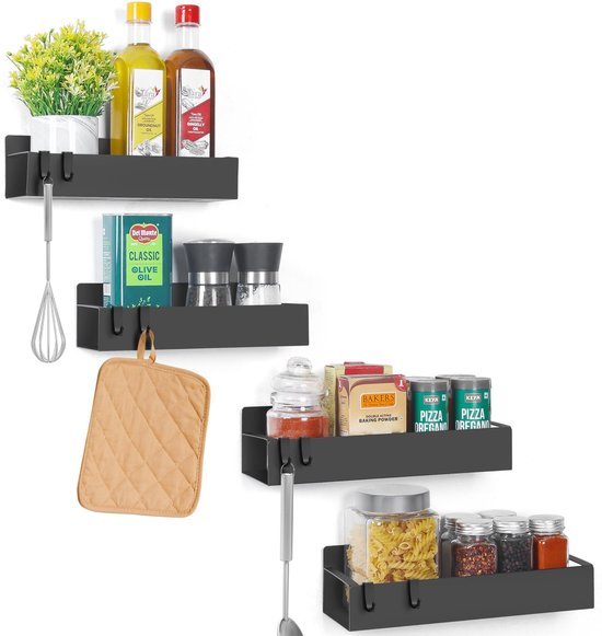 Unyqoos® Magnetische Kruidenrekken Set met Haken voor Keuken en Koelkast, Ruimtebesparend Ontwerp