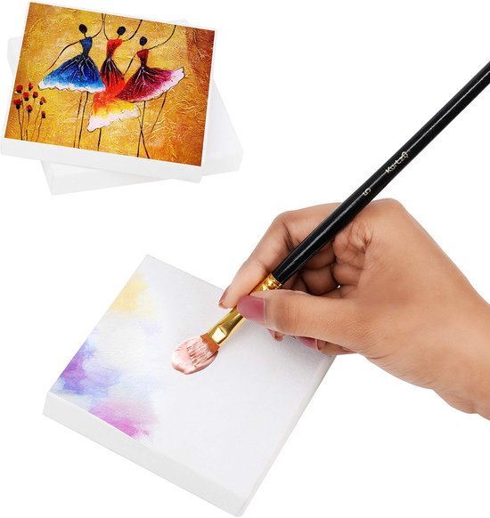 Unyqoos ® Complete Set van 10 Miniatuur Tafelezels met Canvas voor Creatieve Kunstprojecten