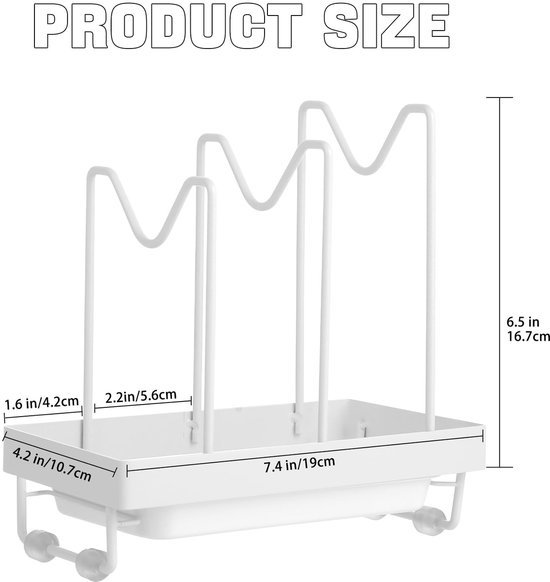 Unyqoos® Functionele houder voor snijplanken en deksels in compact wit ontwerp