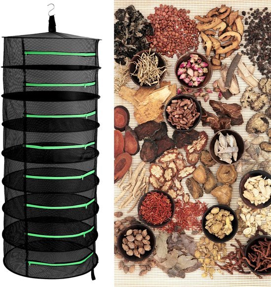 550x582-31.jpg Unyqoos® Ruim 8-laags hangend droogrek voor kruiden, fruit en bloemen