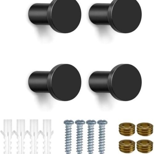 Unyqoos® Zwarte Stijlvolle Wandhaken Set van 4 voor Kleding en Accessoires in Keuken en Slaapkamer