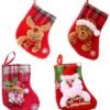Unyqoos® Set van vier decoratieve kerstkousen voor feestelijke versiering en cadeaus