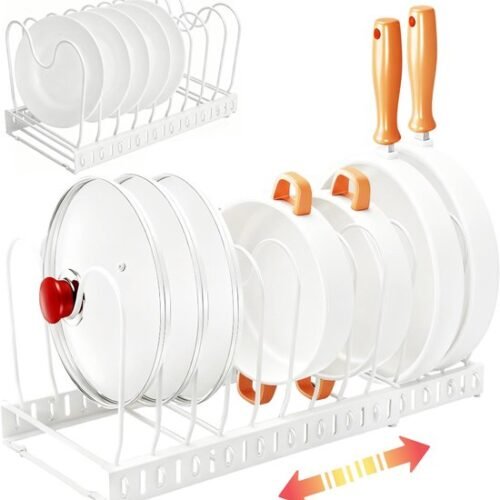 550x583-22.jpg Unyqoos® Uitbreidbare houder voor deksels en pannen met verstelbare verdelers