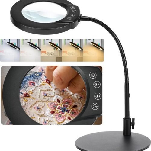 Unyqoos® Dimbare bureaulamp met vergrotingsglas en flexibele zwanenhals voor precisiewerk