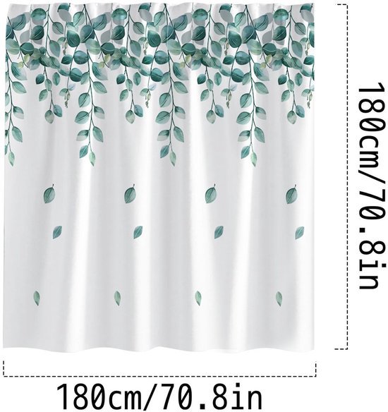 550x584-10.jpg Unyqoos® Groen Badkamergordijn Met Antibacteriële Coating, Compleet Met Haken, Machinewasbaar En Sneldrogend