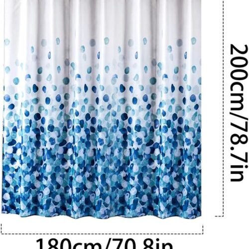 Unyqoos® Antibacterieel Douchegordijn met Blauwe Bloemblaadjes en Verzwaarde Zoom voor Schimmelbescherming